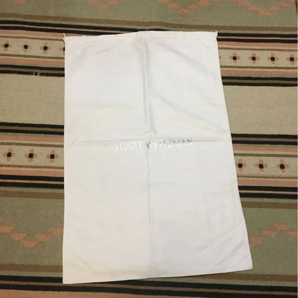 Stuart Weitzman extra large White drawstring dustbag silver logo dust bag